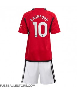 Günstige Manchester United Marcus Rashford #10 Heimtrikotsatz Kinder 2023-24 Kurzarm (+ Kurze Hosen)